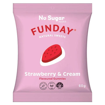 12 Pack x Funday Strawberry & Cream Flavoured Gummies 50g